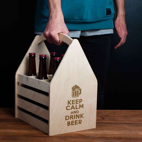 Ящик для пива "Keep calm and drink beer" для 6 бутылок, англійська