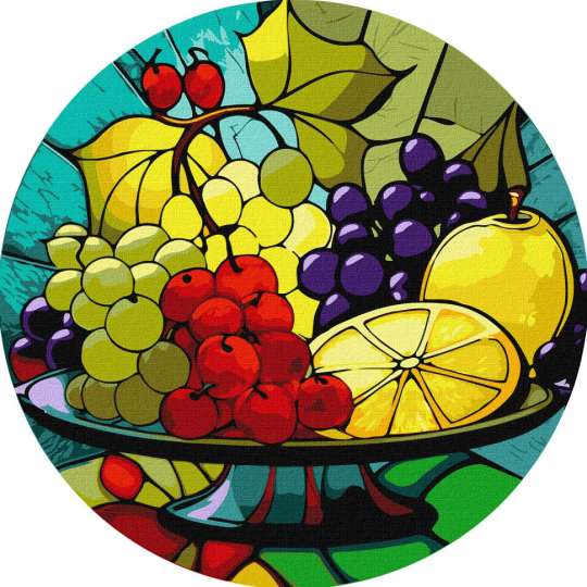 Картина по номерам "Фруктовое ассорти" ©art_selena_ua KHO-R1011 диаметр 29 см Идейка