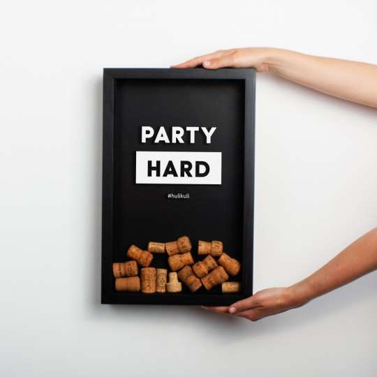 Копилка для винных пробок "Party hard", Чорний, Black, англійська