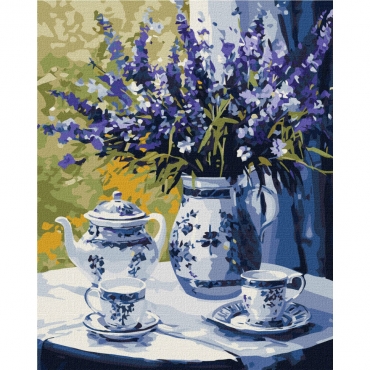 Картина по номерам "Чаепитие с лавандой" KHO3272 40х50см
