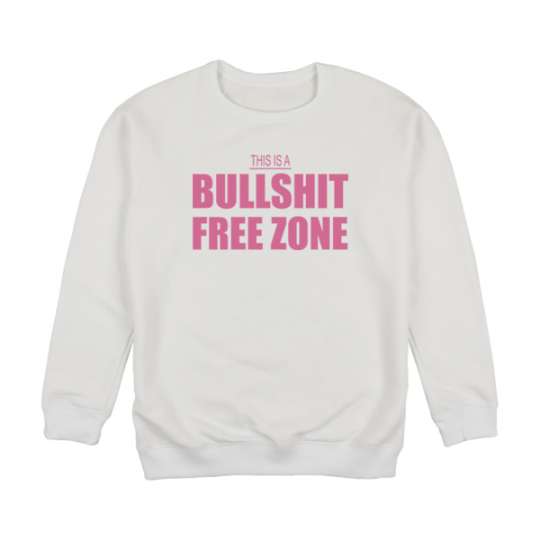 Свитшот унисекс "Bullshit Free Zone", Білий, XL, White, англійська