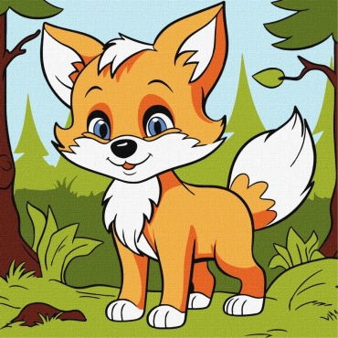 Картина по номерам "Пушистая лиса" KHO6113 25х25 см