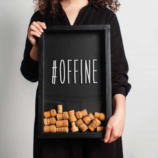 Рамка копилка "#offine" для пробок, black-black, black-black, англійська