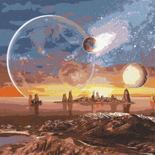 Картина по номерам - Космическая пустыня с красками металлик Идейка 50х50 см (KHO9541)