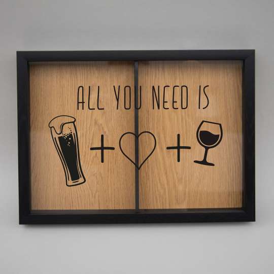 Двойная рамка копилка "All you need is beer, love and wine" для пробок, black-brown, black-brown, англійська