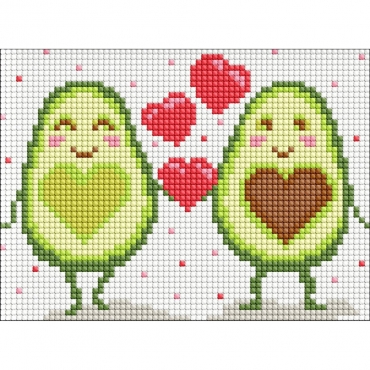 Алмазная мозаика без подрамника для детей "Влюбленные половинки" AMM1032, 15х20 см