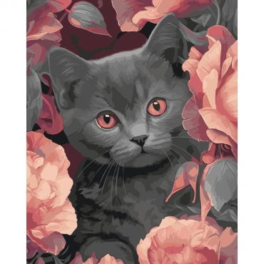Картина по номерам "Серый котик" 11563-AC 40х50 см
