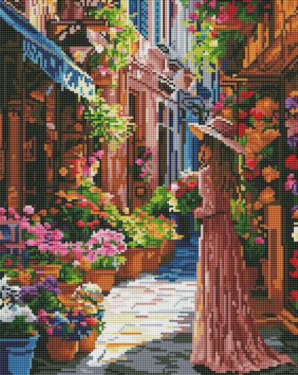 Дівчина на квітчастій вулиці