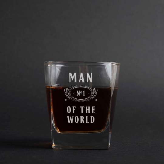 Стакан для виски "Man №1 of the world", англійська, Дерев'яна подарункова коробка